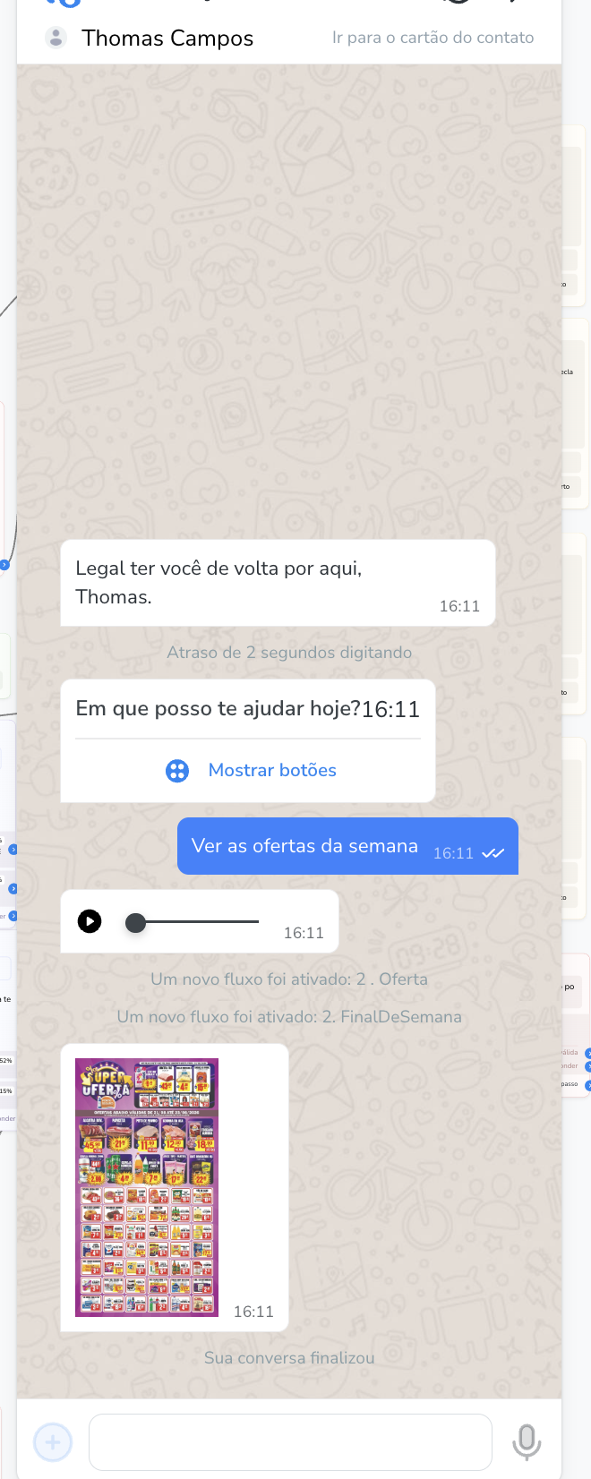 Cliente sendo atendido no WhatsApp da loja